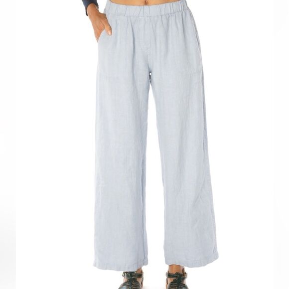 Sea Glass Lane Gray Linen Wide Leg Easy Long Pants Size M - Picture 1 of 12